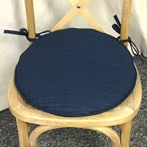 Round bistro cushion in Faulkner Slub Canvas Solid - For Indoor Use Only - Rustic Tie Back Chair Cushion - Shabby Chic - round chair pads