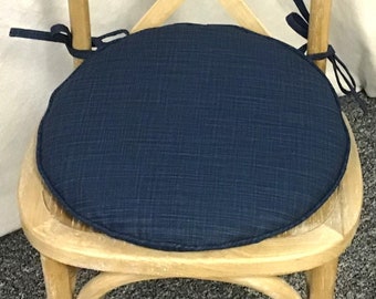 Round bistro cushion in Faulkner Slub Canvas Solid - For Indoor Use Only - Rustic Tie Back Chair Cushion - Shabby Chic - round chair pads