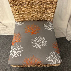 Rattan Replacement Cushion -  Wicker Chair Cushions - seagrass chair pads - Kubo Chair Cushion - long ties -  Isadella Grey - indoor/outdoor