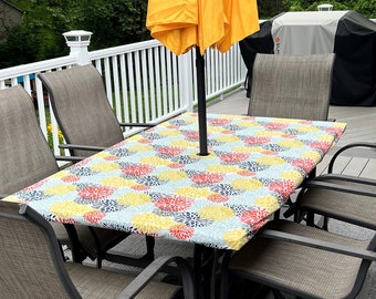 Drawstring Tablecloth - rectangle or square tables - with optional umbrella hole - custom sizes - buffalo check - indoor/outdoor tablecloth