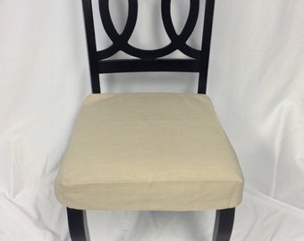 Dining Chair slipcover for ARMLESS upholstered chair, FITTED and lined, Linen dining chair apron with ties removable covers, lined slipcover