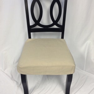 Dining Chair slipcover for ARMLESS upholstered chair, FITTED and lined, Linen dining chair apron with ties removable covers, lined slipcover