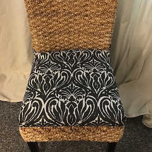 Rattan Replacement Cushion -Wicker Chair Cushions -seagrass chair pads -Kubo Chair Cushion - long ties -  JoAsh Ink Slub Canvas