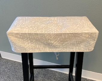 Saddle Stool Cover: Diego French Grey Slub Canvas