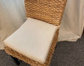 Rattan or Wicker Chair Cushions Linen or Flax Seat Cushion - Linen Cushions - Kubo Chair Cushion- Chair Pads - 37 quot single wide ties