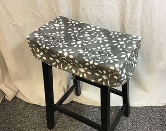 Fitted saddle stool seat cushion - rectangular cover - kitchen counter stool seat cover - washable home decor fabric