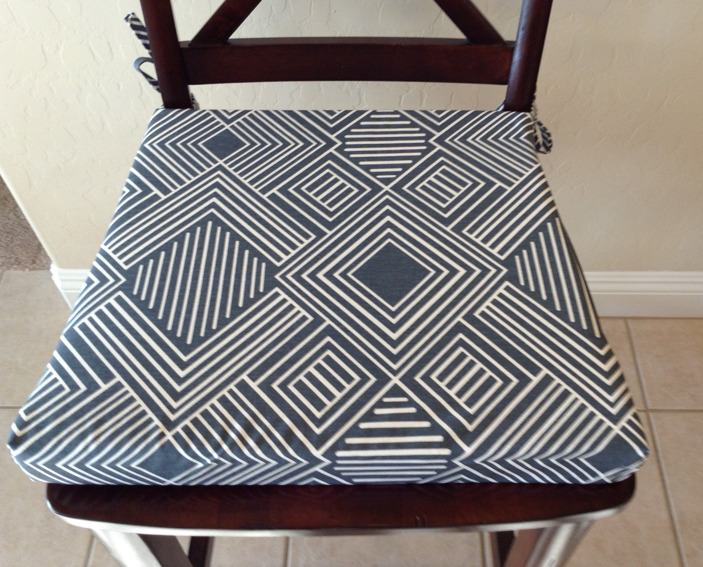 Geometric Print Seat Cushion Cover Kitchen Chair Pad Etsy