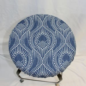 Round barstool cover with cushioned foam Elasticized, Regal Navy Slub  kitchen stool padded cover 12&quot; to 20&quot; diameter