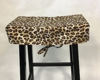 Fitted saddle stool seat cushion, rectangular cover, kitchen counterstool seat cover, washable home decor fabric, many fabrics available