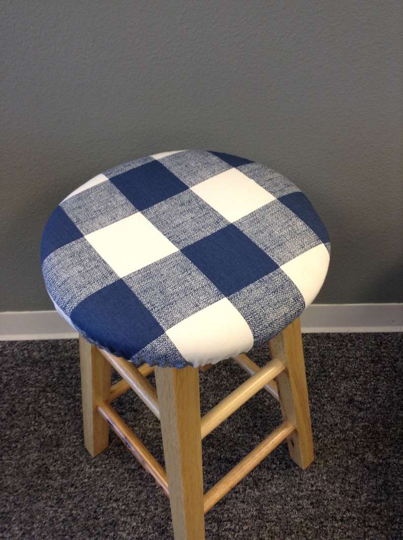 Round Barstool Cover With Cushioned Foam Elasticized Blue And Image 0