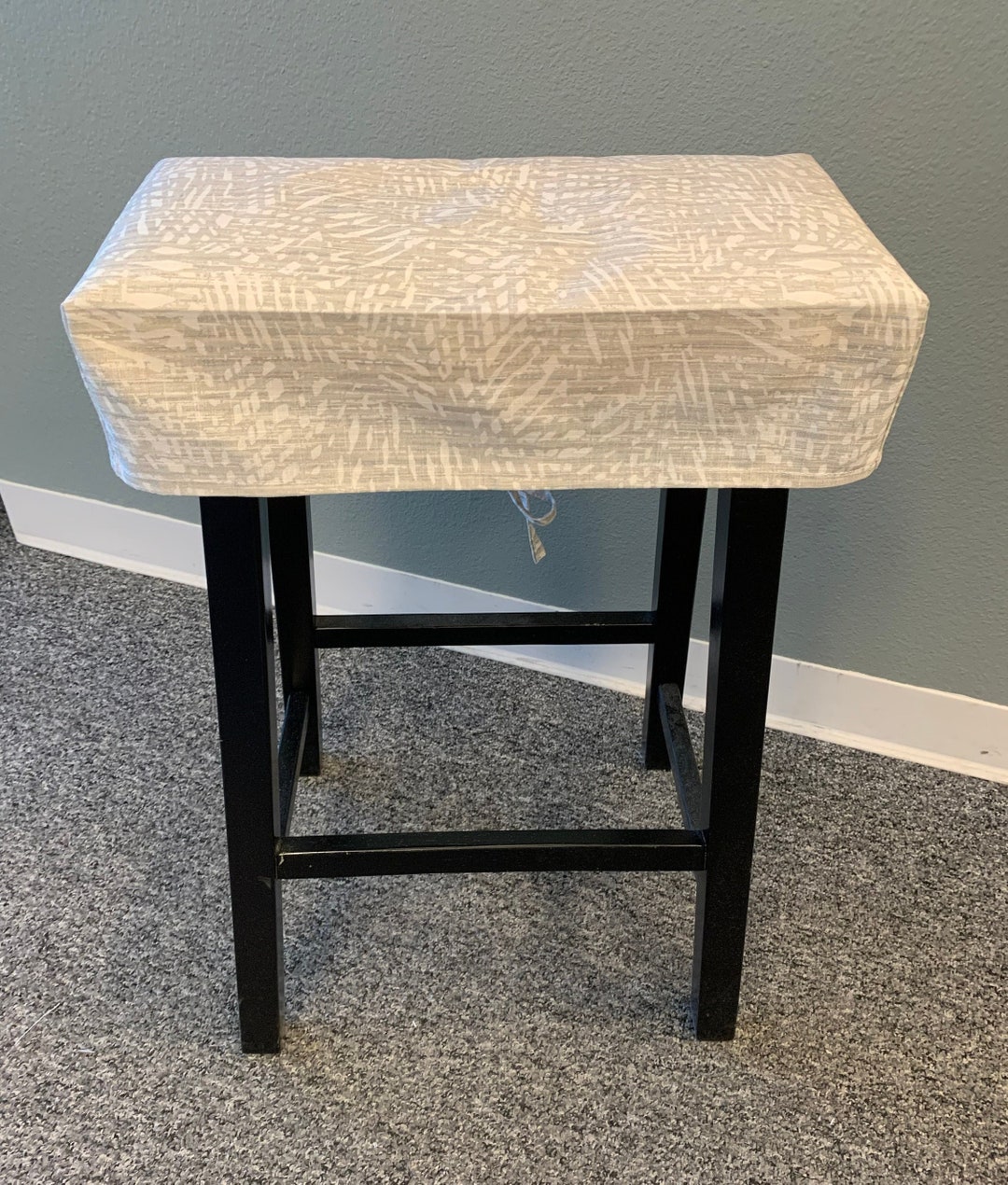 Fitted Saddle Stool Seat Cushion Rectangular Slip Cover Kitchen Counter