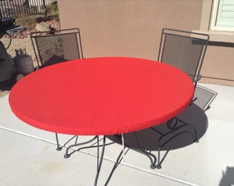 Round Indoor or  Outdoor Fitted Tablecloth. Soil and Stain Resistant. Washable. elastic or drawstring.  Polyester Fabric