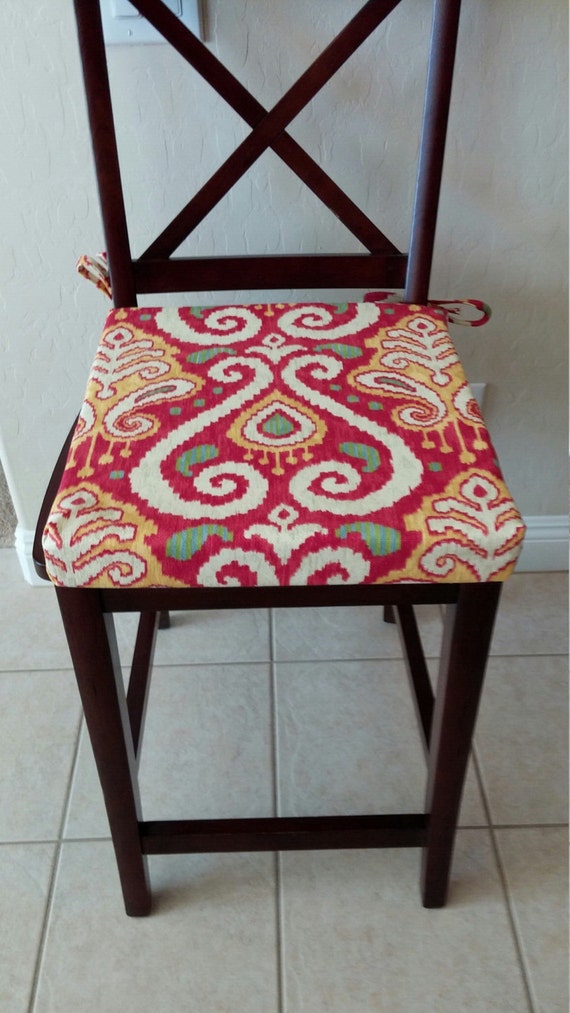 Replacement Ikat Print Cushion Cover Kitchen Chair Image 0
