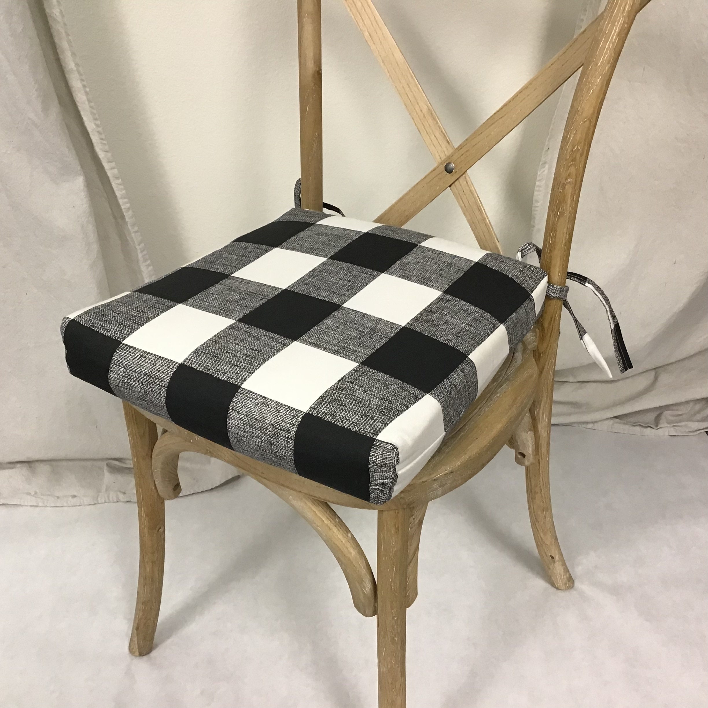 Black and white buffalo check chair cushions hot sale