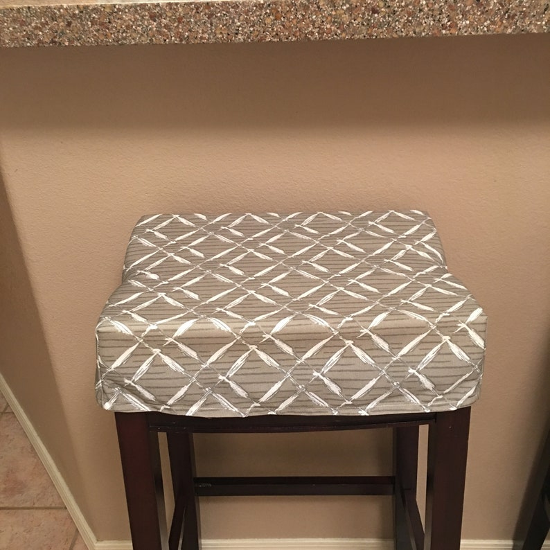 Fitted saddle stool seat cushion rectangular cover kitchen Etsy