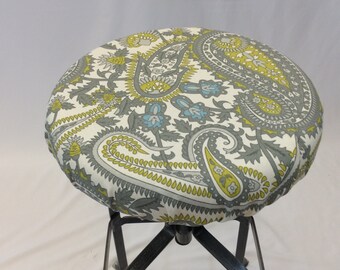 Rustic Paisley Barstool Cover: Elasticized Padded Kitchen Stool (12-20" Diameter)