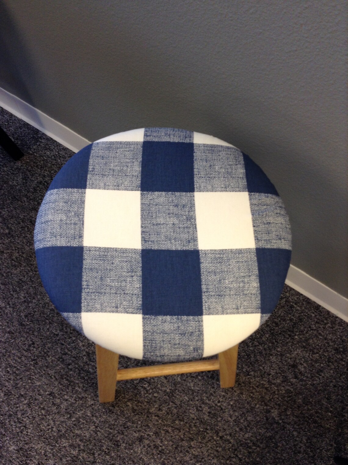Round barstool cover with cushioned foam Elasticized Blue and Etsy