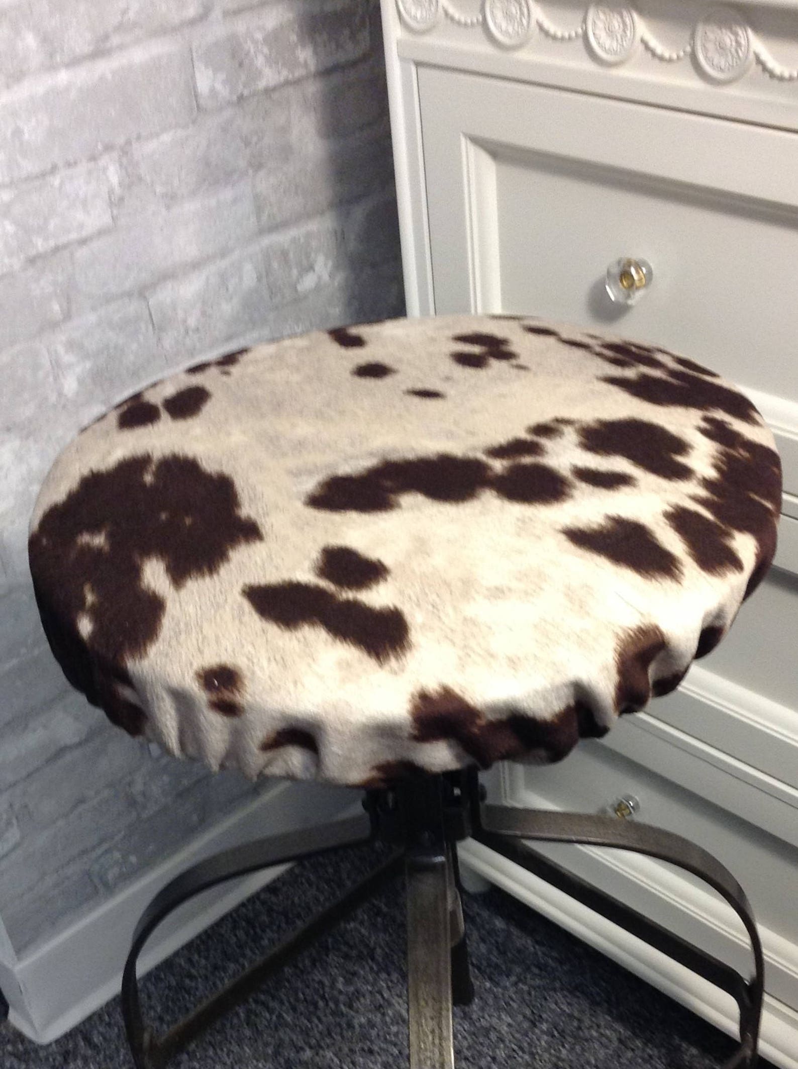 Rustic Cow Print Round Bar Stool Cover Kitchen Stool Etsy