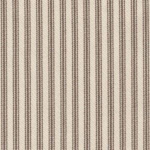 May include: A woven fabric featuring a repeating pattern of vertical stripes in a muted brown color against a light cream background. The texture of the textile is visible, showing a consistent weave throughout the entire surface of the material.