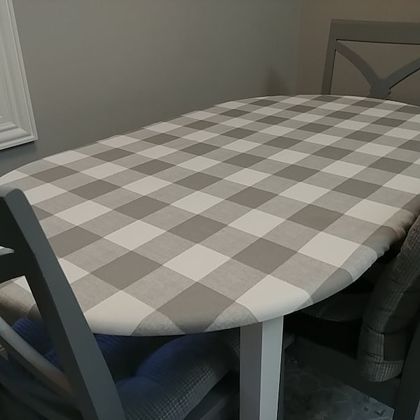 Oval Fitted Tablecloth - Oval Fitted Tablecloth with drawstring - machine washable - indoor/outdoor Anderson Plaid fabric table cover