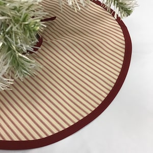 French ticking stripe Christmas Tree Skirt - tree skirt - Farmhouse Tree Skirt - custom size - Magnolia Home Berlin Ticking Stripe Dark Red