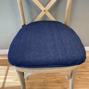 Denim chair seat cushion - Rustic - Cottage - Shabby Chic - Replacement X back chair pad - Counter or Bar Stool - crossback chair cushion