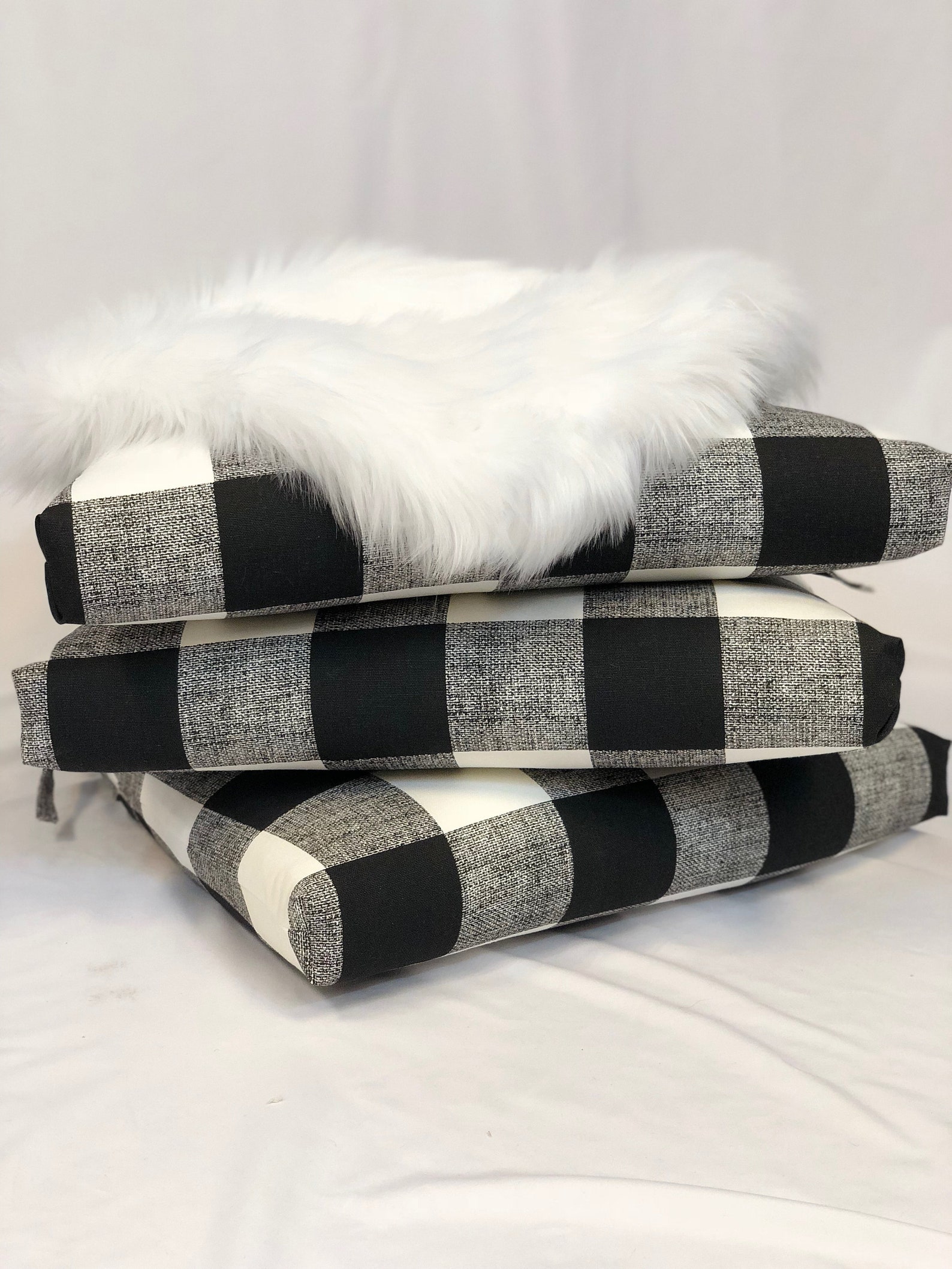 Chair Cushions Plaid Black and White Anderson Fabric Rustic Etsy