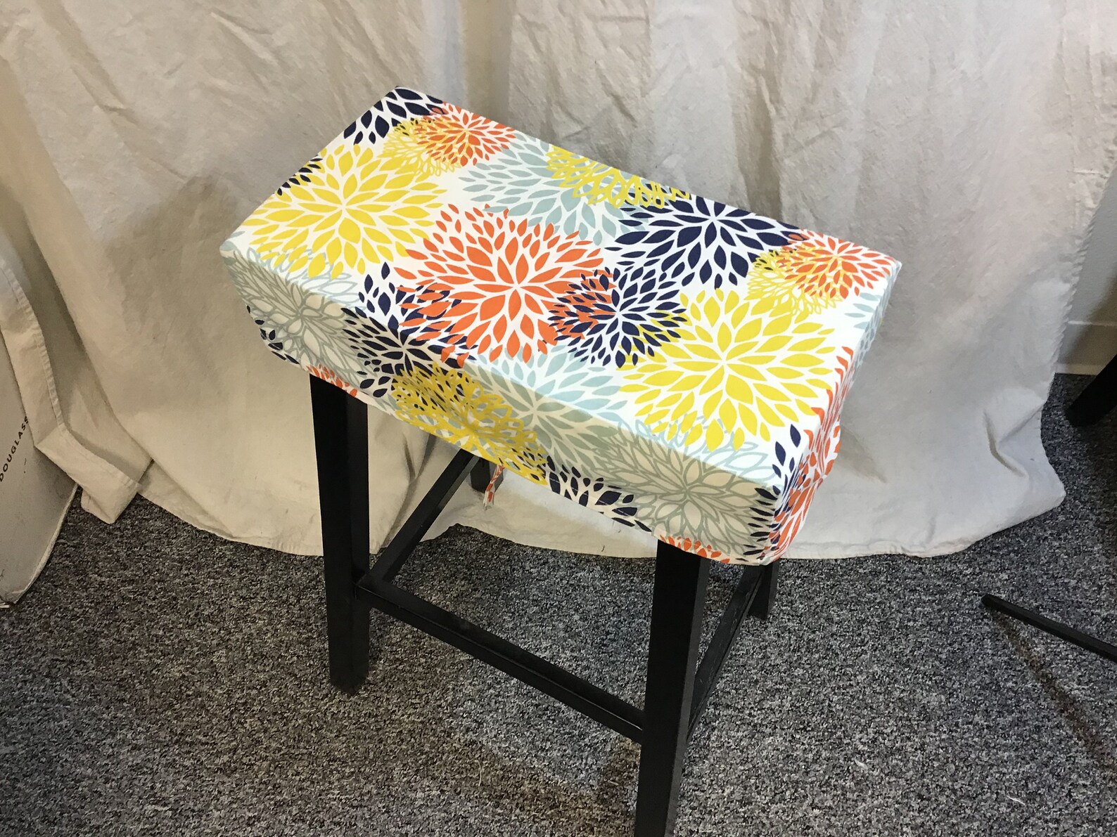 Fitted Saddle Stool Seat Cushion Rectangular Cover Kitchen Etsy