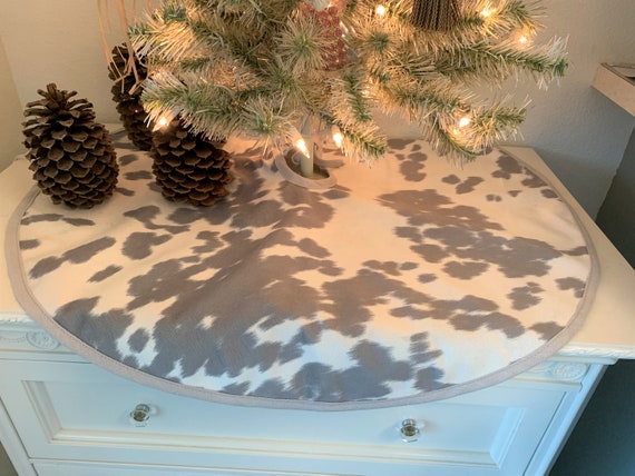 Velvet Cow Print Christmas Tree Skirt Udder Madness Round