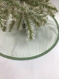 French ticking sage green stripe Christmas Tree Skirt-round tree skirt - Country Christmas Tree Skirt - customize to fit your tree up to 54&quot;