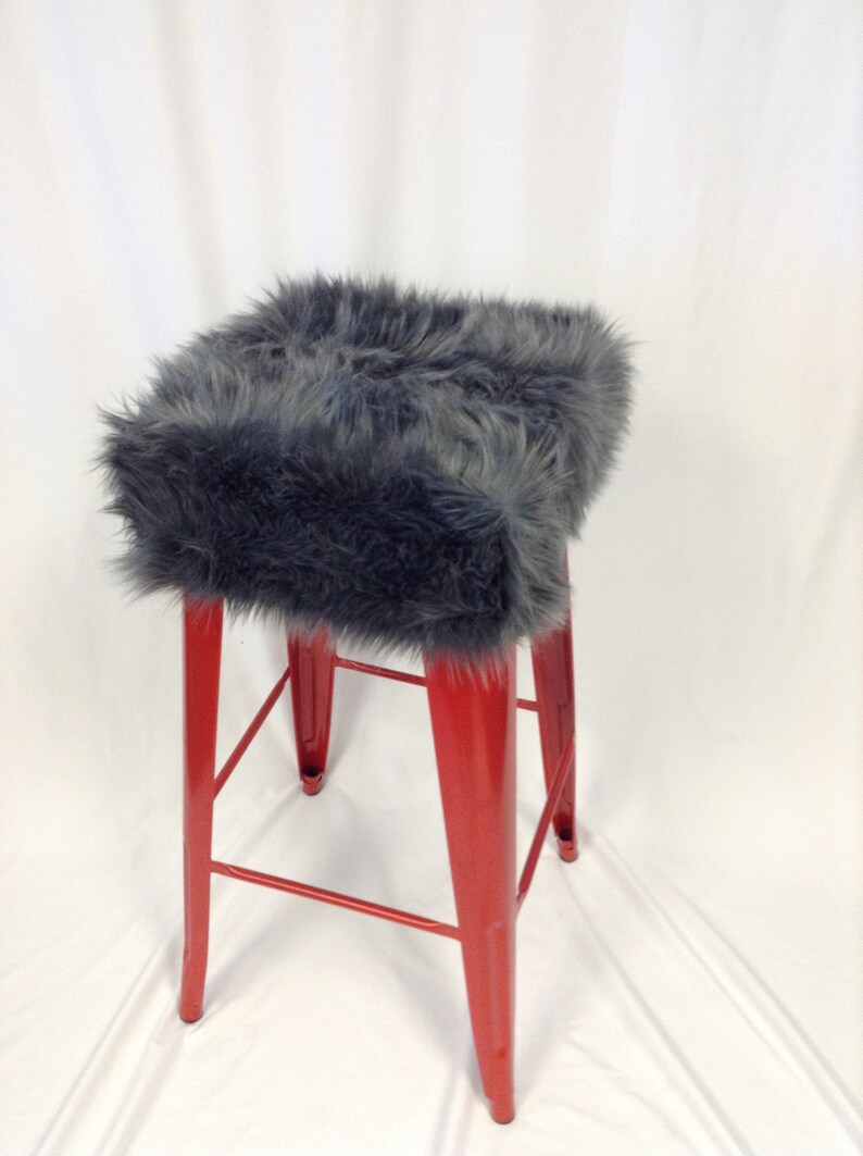 Faux Fur Square Bar Stool Slip Cover and Cushion Faux Fur Etsy