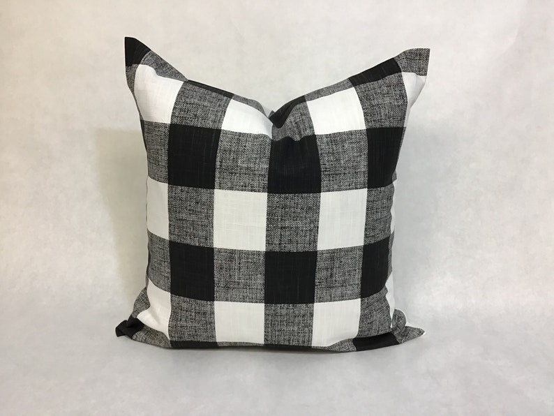 Plaid Sofa Pillow Covers Checkered Black and White Pillow Etsy