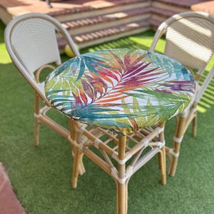 Round Indoor or Outdoor Drawstring Tablecloth - Water repellent - Soil and Stain Resistant - UV Fade Resistant - Optional Umbrella Hole