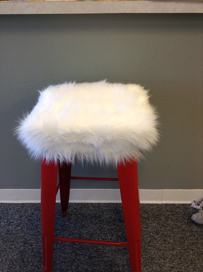 Faux Fur Square bar stool slip cover and cushion Faux Fur Etsy