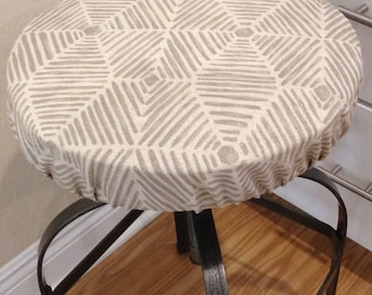 Beige Ecru Barstool Cover: Round Padded Kitchen Stool Protector (12-20" Diameter)