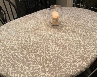 Oval Fitted Tablecloth - Oval Fitted Tablecloth with drawstring - machine washable - polyester premier prints indoor/outdoor print fabrics