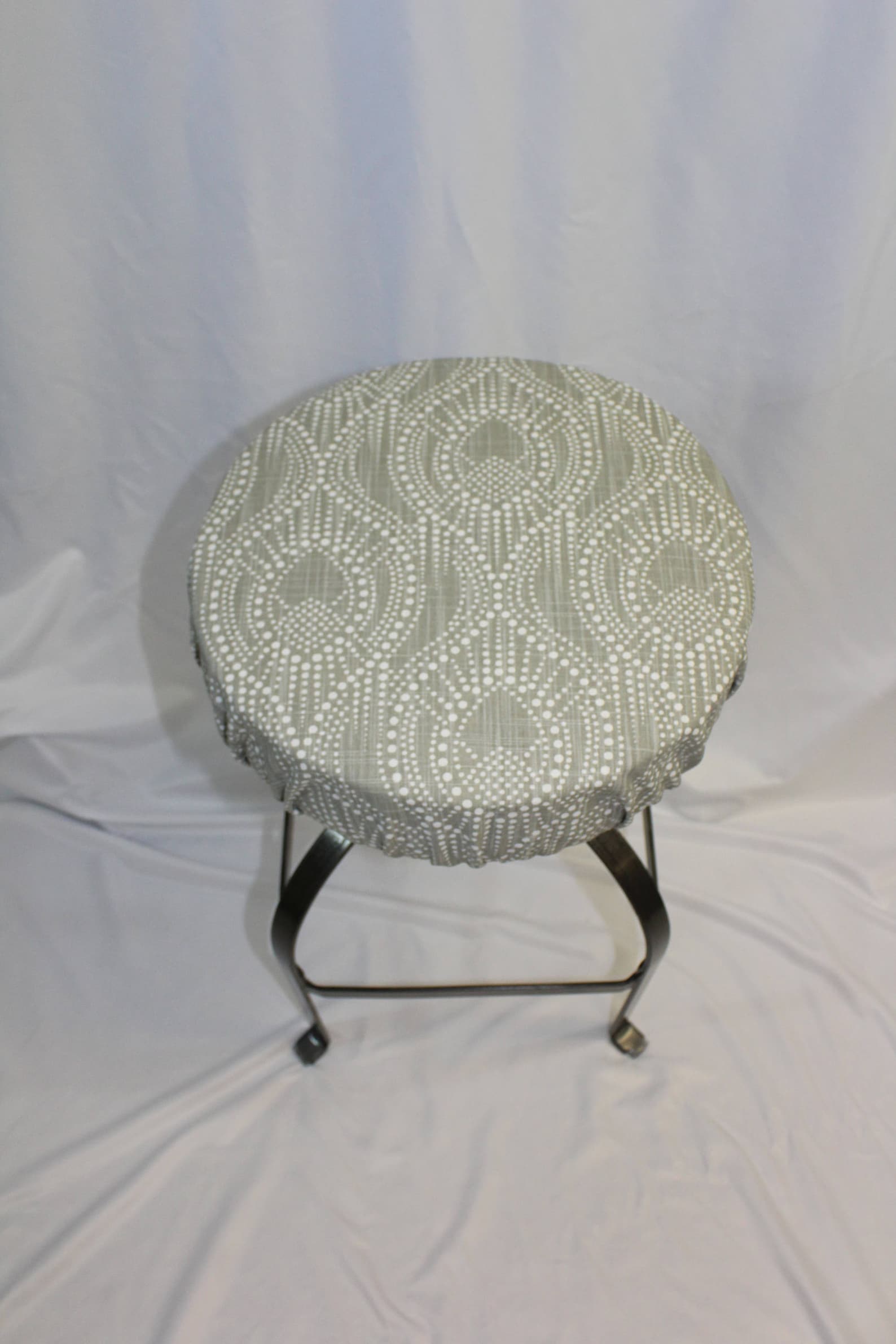 Fitted Elasticized Round Bar Stool Slipcover Vanity Stool Etsy