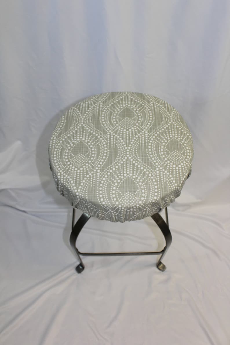 Fitted elasticized round bar stool slipcover vanity stool Etsy