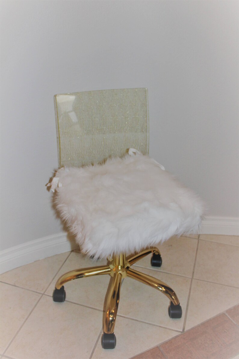 Faux Fur Chair Cushions Double Sided 2 Cushion White Padded