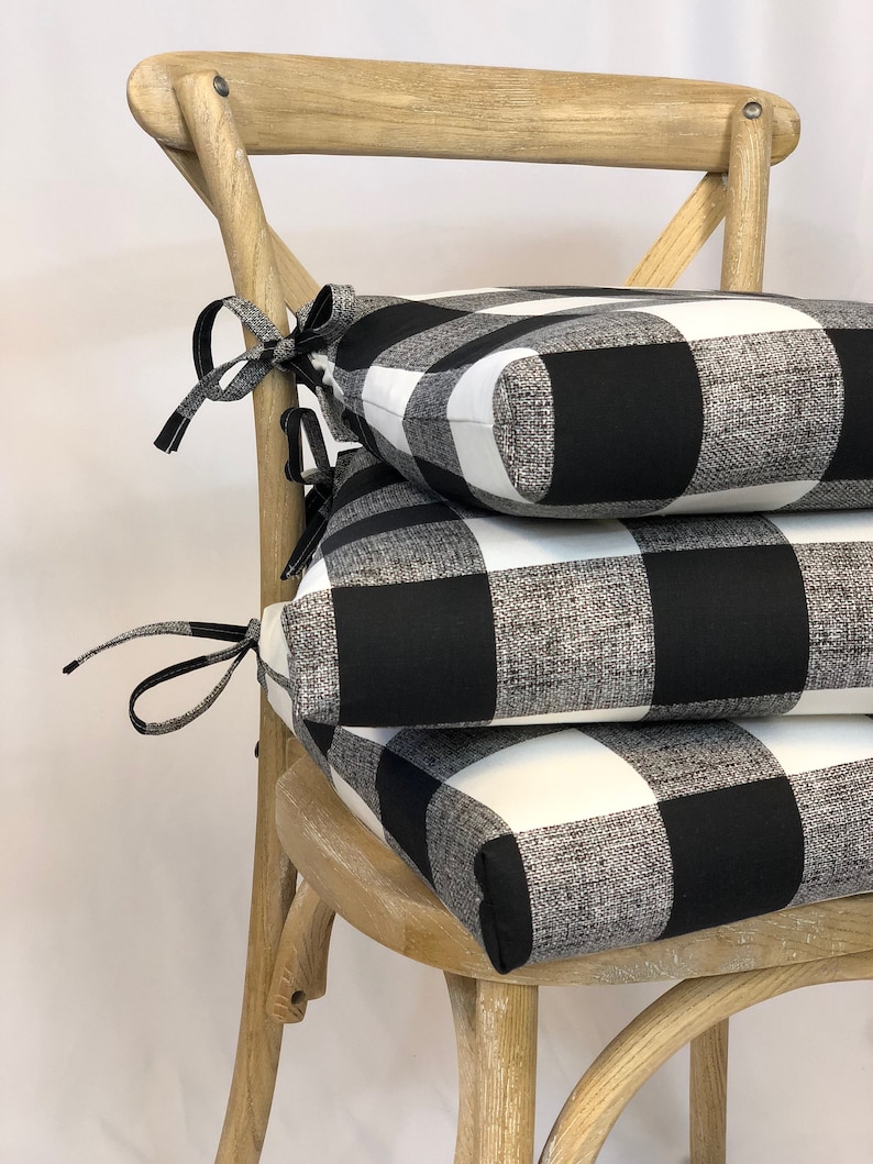 Chair Cushions Plaid Black and White Anderson Fabric