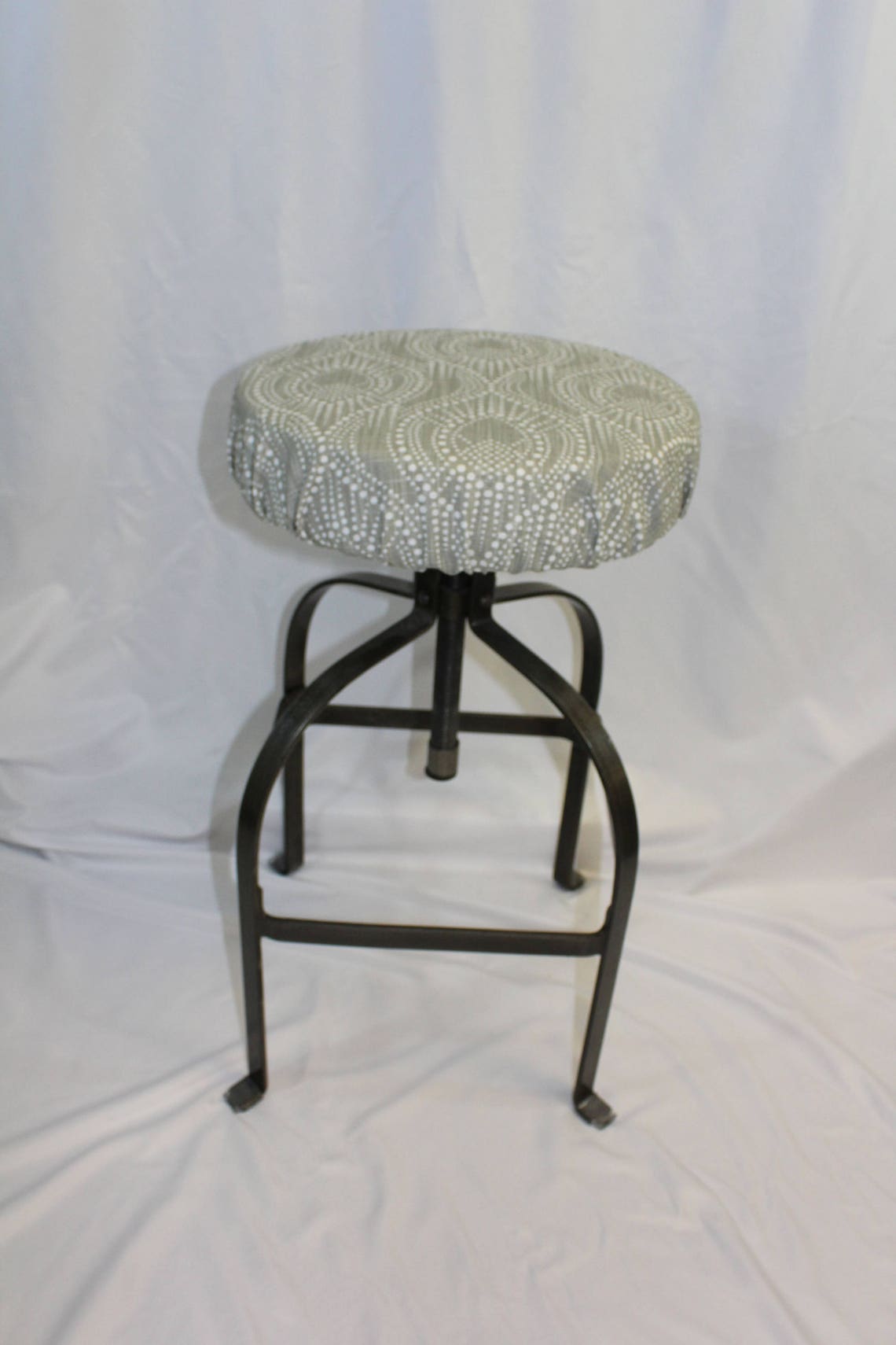 Fitted Elasticized Round Bar Stool Slipcover Vanity Stool Etsy