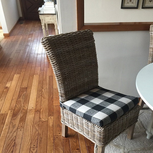 Rattan Replacement Cushion -Wicker Chair Cushions -seagrass chair pads -Kubo Chair Cushion - long ties - Anderson Buffalo Plaid Fabric