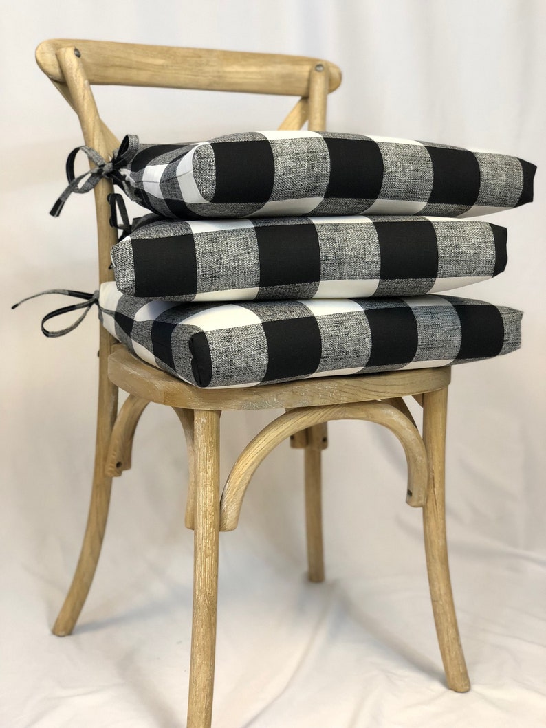 Chair Cushions Plaid Black And White Anderson Fabric Rustic Image 0