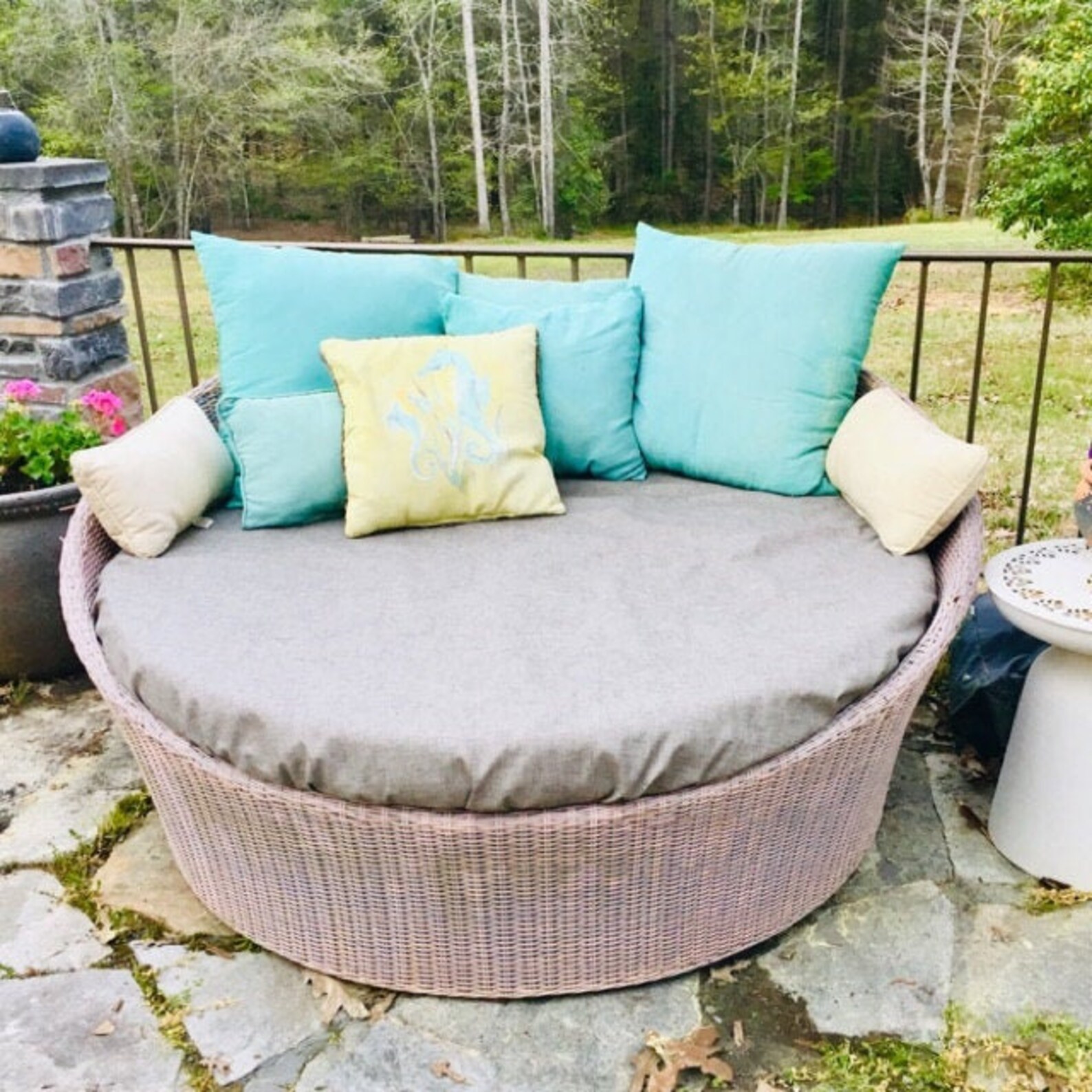 Round Outdoor Daybed Fitted Cover Premier Prints Jackson Etsy