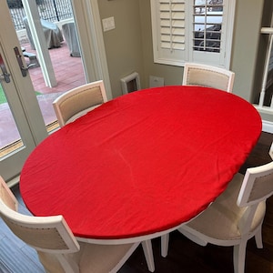 Oval fitted drawstring tablecloth - machine washable - Solid color Jackson fabric table cover - Indoor or outdoor use