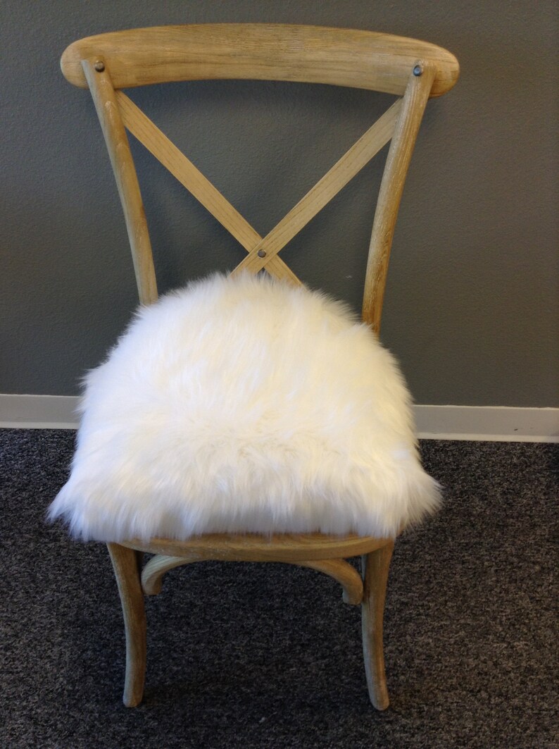 Faux Fur Chair Cushions 2 Cushion White Padded