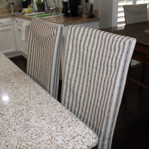 Chair Back Covers Hayes French Ticking Fabric kitchen chair back cover. Cottage chic, rustic fitted cover, slipcover for chair back