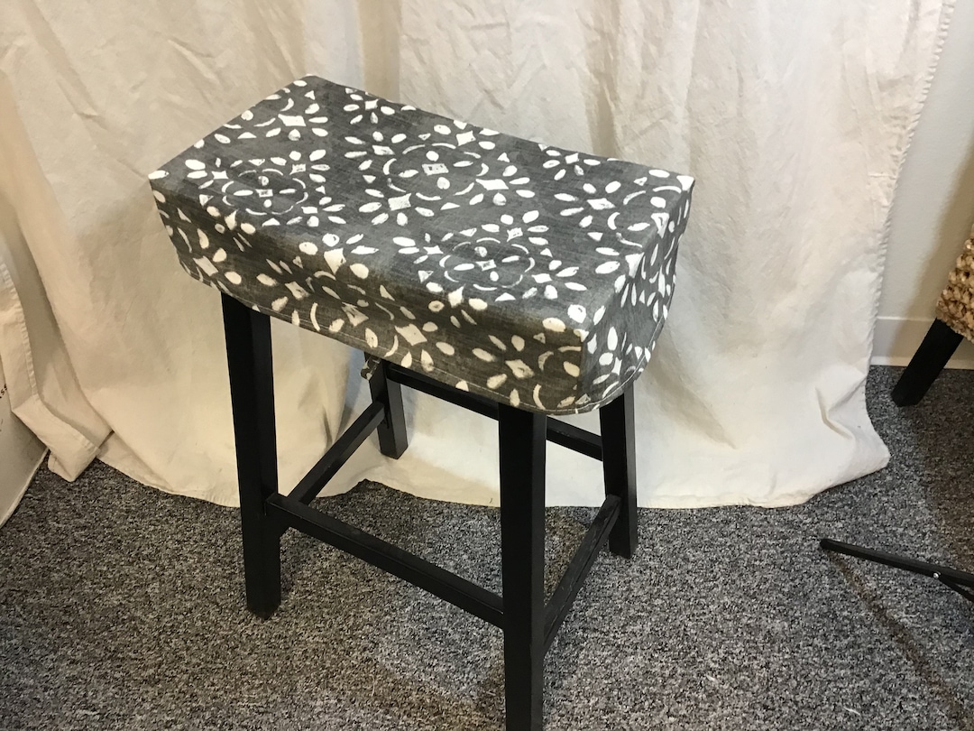 Fitted Saddle Stool Seat Cushion Rectangular Cover Kitchen Counter Stool Seat Cover Washable Home Decor Fabric Etsy