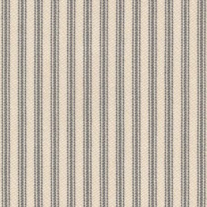May include: A woven fabric featuring a repeating pattern of vertical stripes in dark gray and off-white. The texture of the textile is visible, showing a consistent weave throughout the material with alternating thin and thick dark gray lines.