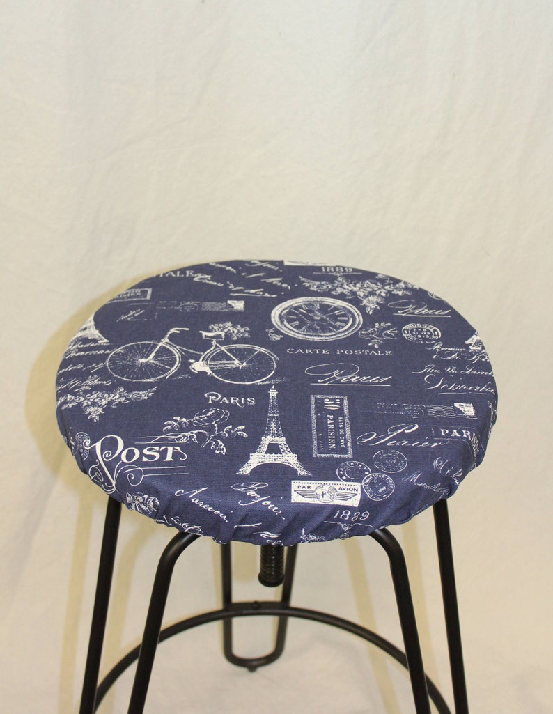 Round Barstool Cover With Cushioned Foam Elasticized Paris Image 0